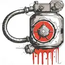 mushroom grenade wired explosive device or bomb and timer running tattoo design idea