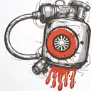 mushroom grenade wired explosive device or bomb and timer running tattoo design idea