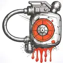 mushroom grenade wired explosive device or bomb and timer running tattoo design idea