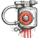 mushroom grenade wired explosive device or bomb and timer running tattoo design idea