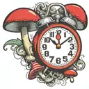 scary old school alarm clock mushrooms  and dynamite bombs tattoo design idea