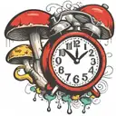 scary old school alarm clock mushrooms  and dynamite bombs tattoo design idea