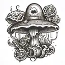 time bomb mushroom coming tattoo design idea