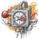  wired explosive bomb with wires and timer melting ice cube tattoo design idea