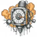  wired explosive bomb with wires and timer melting ice cube tattoo design idea