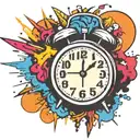 scary old school alarm clock bomb exploding tattoo design idea