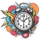 scary old school alarm clock bomb exploding tattoo design idea