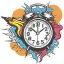 scary old school alarm clock bomb exploding tattoo design idea