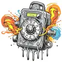  wired explosive bomb with wires and timer melting ice cube tattoo design idea