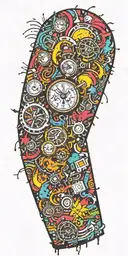 inconspicuous trippy ticking time bomb explosion  tattoo design idea