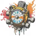  wired explosive bomb with wires and timer melting ice cube tattoo design idea