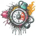  wired explosive bomb with wires and timer melting ice cube tattoo design idea