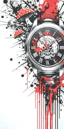  hippy shroom grenade wrist watch tattoo design idea