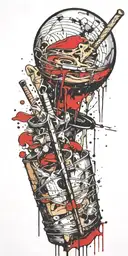 peanut butter and jellie with a baseball bat tattoo design idea