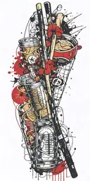peanut butter and jellie with a baseball bat tattoo design idea