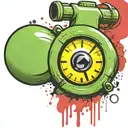 mushroom grenade wired explosive device or bomb and timer running tattoo design idea