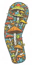 inconspicuous trippy ticking time bomb explosion shroom mixed together  tattoo design idea