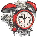 scary old school alarm clock mushrooms  and freezing  tattoo design idea