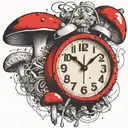 scary old school alarm clock mushrooms  and freezing  tattoo design idea