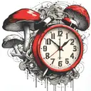 scary old school alarm clock mushrooms  and freezing  tattoo design idea