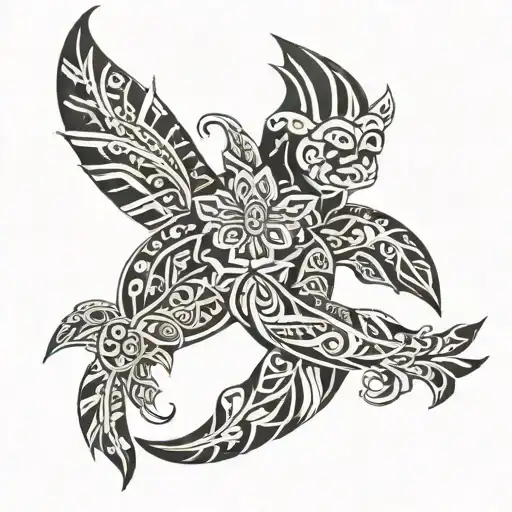polynesia black white tattoo design idea