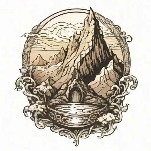 The hobbit lonely mountain with ring tattoo design idea
