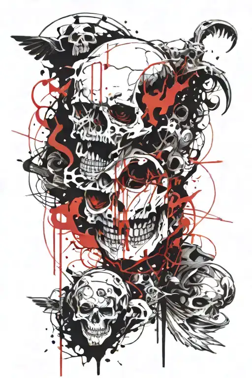 skull and ghost tattoo design idea