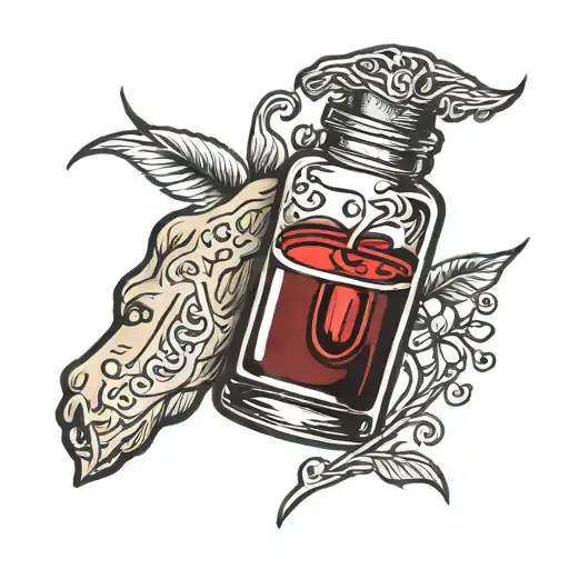red pill in whiskey dram tattoo design idea