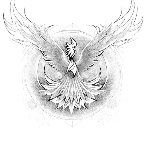 Abstract Phoenix Rising from Ashes tattoo design idea