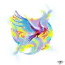Abstract Phoenix Rising from Ashes tattoo design idea