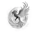Abstract Phoenix Rising from Ashes tattoo design idea