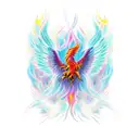 Abstract Phoenix Rising from Ashes tattoo design idea