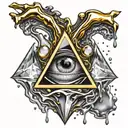 Gold silver and black Beating Heart melting and dripping blood. Crystal and gemstone backdrop. all seeing eye tattoo design idea