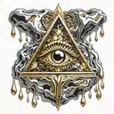 Gold silver and black Beating Heart melting and dripping blood. Crystal and gemstone backdrop. all seeing eye tattoo design idea