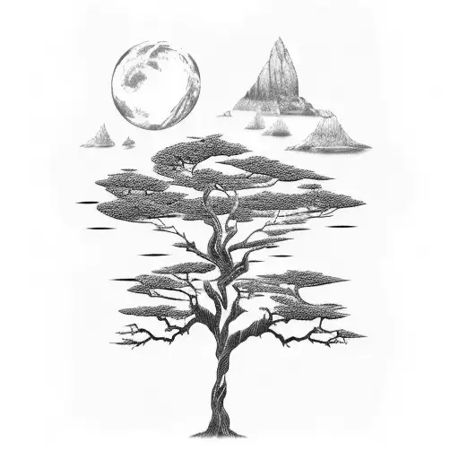 Ancient Cypress tree tattoo design idea