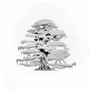 Ancient Cypress tree tattoo design idea