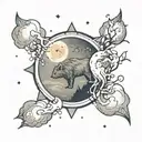 Foggy full moon with Ursa major constellation below it   tattoo design idea