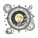 Foggy full moon with Ursa major constellation below it   tattoo design idea