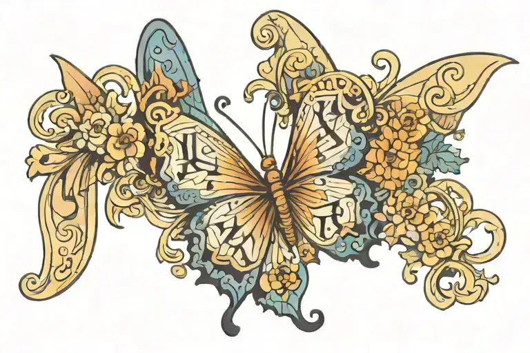 Roman numerals 11/7/2015 with a butterfly tattoo design idea