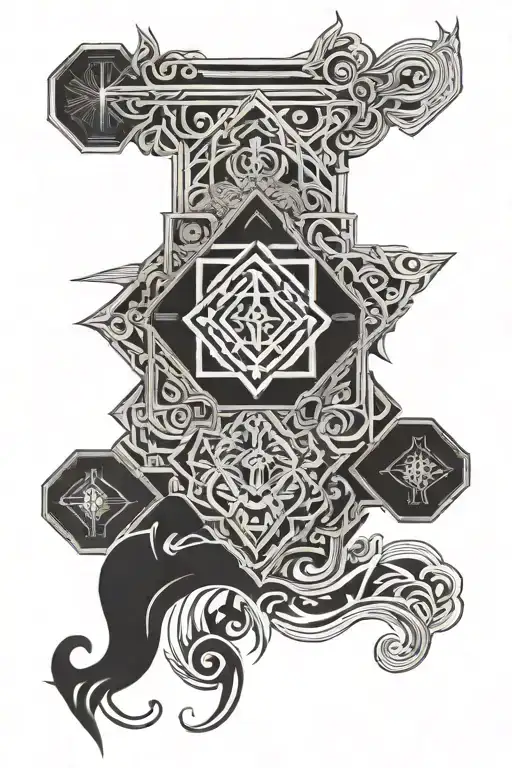 upper back tattoo, sacred geometry,  polynesian, Chinese  tattoo design idea