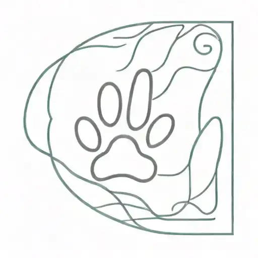 Dog paw with an M and ocean waves tattoo design idea