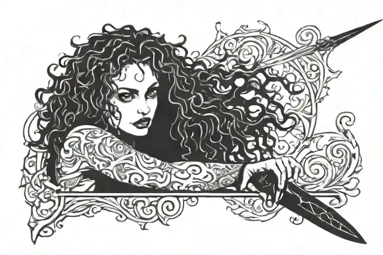 bellatrix lestrange knife tattoo design idea