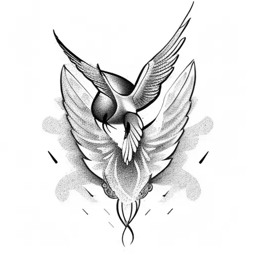 Wing tattoo that becomes birds flying off from the shoulder and wraps around the arm  tattoo design idea