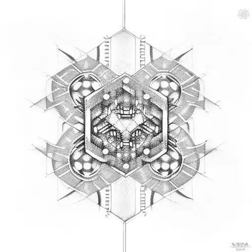 Microchip with tracks and hexagons tattoo design idea