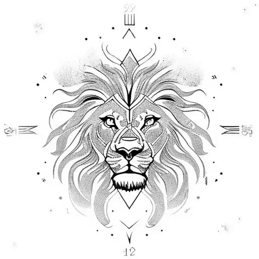 lion face crown cross compass clock tattoo design idea