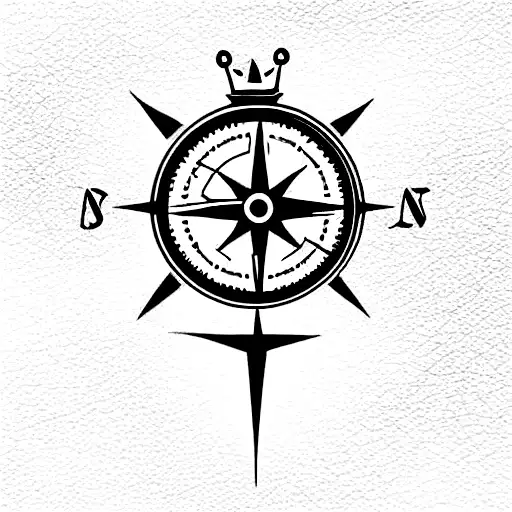 lion crown cross compass clock tattoo design idea