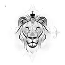 lion face crown cross compass clock tattoo design idea