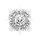 lion crown cross compass clock tattoo design idea