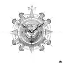 lion crown cross compass clock tattoo design idea