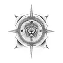 lion crown cross compass clock tattoo design idea